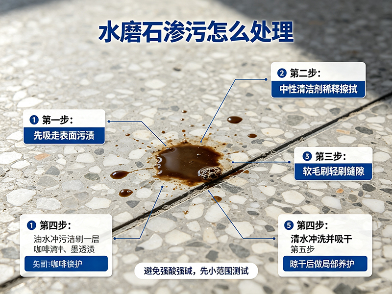水磨石渗污怎么处理翻新